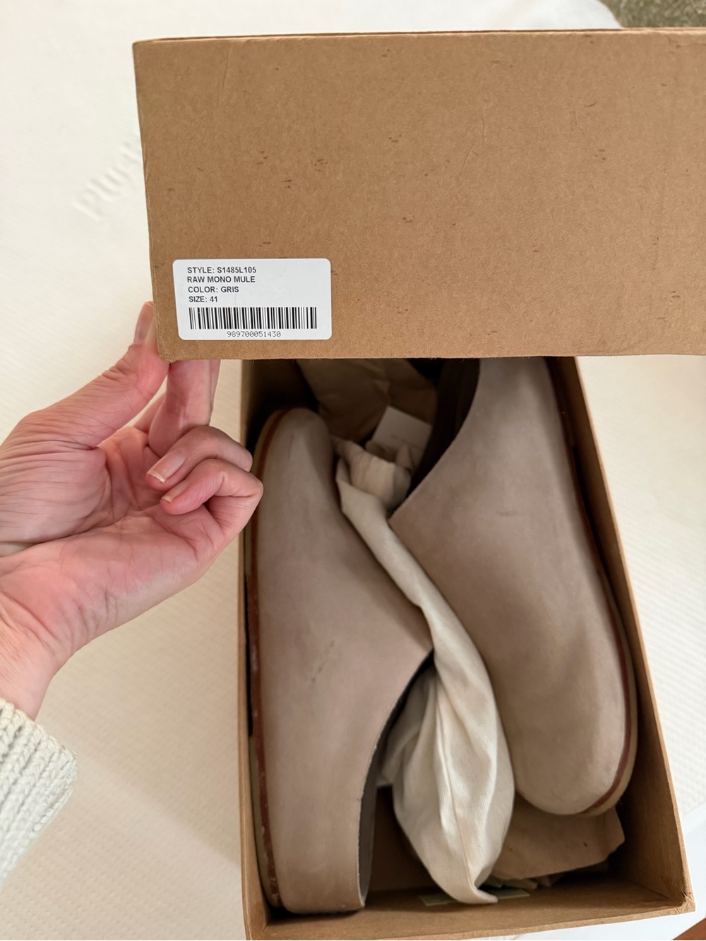 Lauren Manoogian Women's Slip-On Mules in Grey - Picture 5 of 6